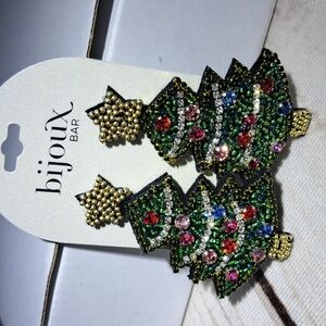 Bijoux Bar Seed Bead Felt Christmas Tree Stud Earrings